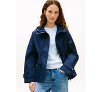 Outdoorjacke TOMMY HILFIGER "COTTON NYLON UTILITY SHORT PARKA", Gr. XS (34), schwarz night navy, Web, Obermaterial: 63% Baumwolle, 37% Nylon, unifarben, regular fit kurz, Jacken Outdoorjacke, mit verd