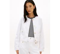 Outdoorjacke TOMMY HILFIGER "DNM CLR LADY JACKET LS", Damen, Gr. 40, th optic weiß, Web, Obermaterial: 100% Baumwolle, unifarben, regular fit kurz, Jacken Outdoorjacke, mit Zierknöpfen (63679016-40) t