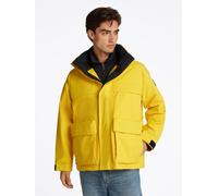 Outdoorjacke TOMMY HILFIGER "REGATTA MID LENGTH JACKET", Herren, Gr. M, gelb (marigold gelb), Web, Obermaterial: 100% Polyamid, relaxed fit, mit Klettverschluss, Jacken Outdoorjacke, verstaubare Kapuz