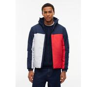 Outdoorjacke TOMMY JEANS, Herren, Gr. S, bunt (dunkelblau, multi), Web, Obermaterial: 100% Polyester. Futter: 100% Polyester. Füllung: 100% Polyester, regular fit normal, hoch geschlossener Ausschnitt