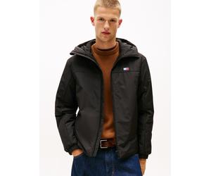 Outdoorjacke TOMMY JEANS, Herren, Gr. XL, schwarz, Web, Obermaterial: 100% Polyester, unifarben, regular fit normal, hoch geschlossener Ausschnitt, elastischer Bund, Jacken Outdoorjacke, Freizeitjacke