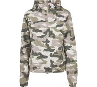 Outdoorjacke URBAN CLASSICS "Urban Classics Damen Ladies Camo Pull Over Jacket", Damen, Gr. XS, grün (duskrose camo), 100% Polyester, Mäntel Outdoorjacke (27353113-XS) duskrose camo