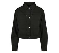 Outdoorjacke URBAN CLASSICS "Urban Classics Damen Ladies Short Boxy Worker Jacket", Damen, Gr. 3XL, schwarz, 100% Baumwolle, unifarben, loose fit, amerikanischer Ausschnitt, Jacken Outdoorjacke (60931