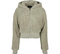 Outdoorjacke URBAN CLASSICS "Urban Classics Damen Ladies Short Oversized Sherpa Jacket", Damen, Gr. XL, softsalvia, 100% Polyester, unifarben, oversize, ohne Ausschnitt, Jacken Outdoorjacke (56505853-