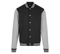 Outdoorjacke URBAN CLASSICS "Urban Classics Herren 2-tone College Sweatjacket", Herren, Gr. M, schwarz-weiß (schwarz, grau), 65% Baumwolle, 35% Polyester, unifarben, normal, amerikanischer Ausschnitt,