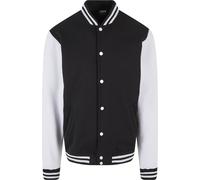 Outdoorjacke URBAN CLASSICS "Urban Classics Herren 2-tone College Sweatjacket", Herren, Gr. S, schwarz, weiß, 65% Baumwolle, 35% Polyester, unifarben, normal, amerikanischer Ausschnitt, Jacken Outdoor