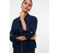 Outdoorjacke VERO MODA "VMANNA SHORT JACKET", Damen, Gr. M, blau (navy blazer), Web, Obermaterial: 55% Viskose, 23% Leinen, 17% Polyester, 5% Baumwolle, unifarben, regular fit normal, Jacken Outdoorja