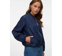 Outdoorjacke VERO MODA "VMLEE SHORT BOMBER JACKET GA", Damen, Gr. S, navy blazer, Web, Obermaterial: 100% Polyester, unifarben, regular fit normal, Rundhals, Jacken Outdoorjacke (73970637-S) navy blaz