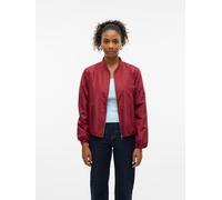 Outdoorjacke VERO MODA "VMLEE SHORT BOMBER JACKET GA", Damen, Gr. S, rot (syrah), Web, Obermaterial: 100% Polyester, unifarben, regular fit normal, Rundhals, Jacken Outdoorjacke (46451229-S)