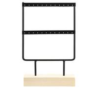 outdoorm eleganter Schmuckständer aus Metall mit 24 Löchern für Ohrringe und Halsketten - ideal für Zuhause (Schwarz)