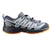 Outdoorschuh SALOMON "XA PRO V8 WP J", Kinder, Gr. 35, blau (grisaille, dunkelblau, turmeric), Synthetik, Textil, Schuhe Outdoorschuh, wasserdicht (77359152-35) grisaille, dunkelblau, turmeric