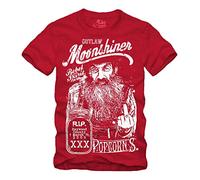 Outlaw Moonshiner - T-Shirt Rockabilly Redneck Hillbilly Whisky Schnaps Brennen (XXXXL, Rot)