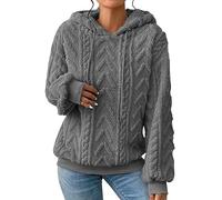 Outlet Angebote, Damenmode Sale, Oversize Jacke Damen Winter Mantel Frauen Solide Plüsch Gespleißt Frauen Feste Kapuze Verdickt Langarm Pullover Mantel Top Hellblauer Pullover Damen, Alle Angebote