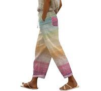 Outlet Angebote Sale Damen Fashion Angebote Damen 7/8 Hose Damen Sommer Leicht Capri Leinenhose Sommerhose Baumwolle Leinen Stoffhose Lockere Strandhose Freizeithose Sale Angebote