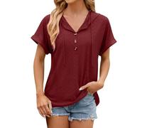 Outlet Angebote Sale Damen Satin Bluse Damen Kurzarm Karneval Ringelshirt Damen Langes Jeanshemd Damen Sportshirt Damen Locker 3/4 Arm Top Baumwolle Damen Danenkleidung Sale Sale