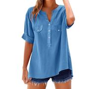 Outlet Angebote Sale Tshirt Basic Damen Set Stand Shirt V Ausschnitt Weit Gr 50-52 Weisses T Oversize Fledermausaermel Mit Sprüchen Ringelshirt Rot Weiss Bluse 3/4 Arm Karohemd Baumwoll Tops Für