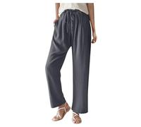 Outlet Angebote, Sommerhose Damen Sommerhosen Damen Palazzo Hose Mit Kordelzug Sommer Weites Bein Hosen Hohe Taille Freizeithose Damenhose Mit Gummizug Weiße Leinenhose Damen(Grau,M)