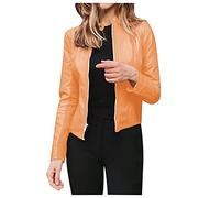 Outlet Damen Sale, Meine Bestellungen Anzeigen 2024, Lederjacke Damen Biker Style Schwarz Damen Slim Langarm Stehkragen Open Front Short Kunstlederjacke Gelbe Damen Mantel, Angebote Klamotten