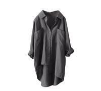 Outlet Shop Sale Leinenbluse Damen Lang Sommer Leinenhemd Knopfleiste Hemd Casual Lose Musselin Bluse Große Größen Leinen Shirt Longbluse Black Friday Angebote 2025