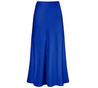 Outoshe Damen Langes Satin-Kleid mit hoher Taille und verdecktem elastischem Bund, A-Linie, königsblau, M
