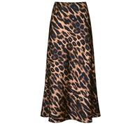 Outoshe Damen-Maxirock aus Satin, hohe Taille, versteckter elastischer Bund, A-Linie, Langer Rock, Gepardendruck, Klein