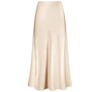 Outoshe Damen Satin Hohe Taille Maxiröcke Versteckter Elastischer Bund A-Linie Langer Rock, Champagner, X-Groß