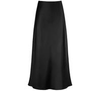 Outoshe Maxirock für Damen, aus Satin, hohe Taille, versteckter elastischer Bund, A-Linie, langer Rock
