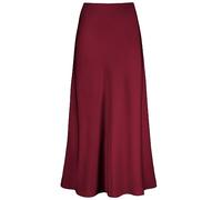 Outoshe Maxirock für Damen, aus Satin, hohe Taille, versteckter elastischer Bund, A-Linie, langer Rock