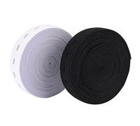 Outus WedDecor Knopflochband, glatte Oberfläche, sehr langlebig, hochwertiges Elastikband zum Nähen, Stricken, Kunst- und Bastelzubehör, Schwarz und Weiß, 5 m x 20 mm