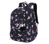 OUXUNDAI Rucksack Große Schultasche Netter Schüler Schulrucksack Gedruckt wasserdichte Bagpack Grundschulbuchtaschen Für Teenager Mädchen Kinder-Schwarze Blume
