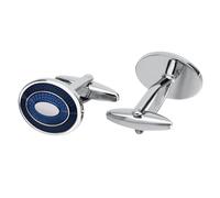 Oval Blue Enamel Cufflinks for Men, Classic Business Shirt Buttons with High-Quality Finish for Special Gifts