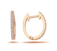 Oval Creolen Diamanten Brillant-Schliff Ohrringe 14 Karat Rotgold