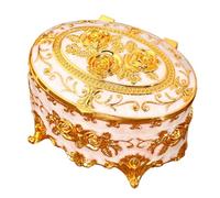 Ovaler Retro-Schmuckkoffer - Vintage-Metall-Aufbewahrungskoffer, antike Schmuckaufbewahrung, Schmuckaufbewahrung mit Deckel für Ohrringe, Halsketten, Armbänder, Ringe, dekorativer Andenken-Organizer