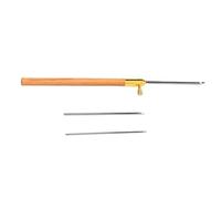 OVAQUIXI Stanznadel-Werkzeug, Holzgriff, Stickerei-Stanznadel-Set, 3 Austauschbare Edelstahlnadeln, Einfaches Einfädeln für Nadelspitzen-Teppich-Stickerei, Nähen (Massivholz, Messing, Edelstahl,