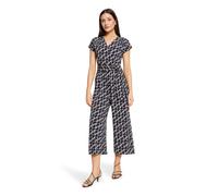 Overall BETTY BARCLAY "Damen mit Eingrifftaschen", Damen, Gr. 38, Normalgrößen, dunkelblau, braun, Jersey, Obermaterial: 94% Polyester, 6% Elasthan, figurumspielend, V-Ausschnitt, Overalls Overall (52
