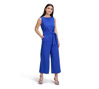 Overall BETTY BARCLAY "Damen mit Eingrifftaschen", Damen, Gr. 44, Normalgrößen, blau (adria), Obermaterial: 86% Polyester, 14% Elasthan, figurumspielend, Rundhals, Overalls Overall, Form (41482260-44)