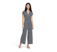 Overall BETTY BARCLAY "Damen mit Eingrifftaschen", Damen, Gr. 44, Normalgrößen, blau (dunkelblau, weiß), Jersey, Obermaterial: 95% Polyester, 5% Elasthan, figurumspielend, V-Ausschnitt, Overalls Overa