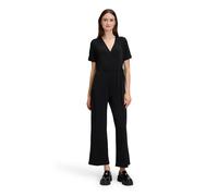 Cartoon Jumpsuit mit Bindegürtel Damen 36 Schwarz Rundhals Halbarm Loose Fit