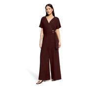 Overall CARTOON "Damen mit Schnalle", Damen, Gr. 36, Normalgrößen, braun (dunkelbraun), Obermaterial: 80% Viskose, 20% Leinen, tailliert, V-Ausschnitt, Overalls Overall (24560111-36) dunkelbraun