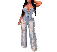 Overall Damen Elegant Festlich Glitzer: Jumpsuit Damen Elegant Für Hochzeit Pailletten-Jumpsuits Große Größen Festlicher Hosenanzug Hochzeit Gast Playsuits Lang Weites Bein Sommerhose Mit Schlitz