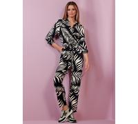 Overall HEINE, Damen, Gr. 42, Normalgrößen, schwarz, sand, bedruckt, 95% Viskose, 5% Elasthan, bedruckt, geblümt, gemustert, mehrfarbig, lang, Overalls Overall (61908412-42) schwarz, sand, bedruckt