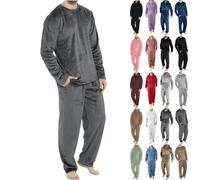 Overall Herren Winter Warm Jumpsuit Grau Flauschig Schlafanzug Teddy Fleece Einteiler Onesie Kuschelig Weich Ganzkörperanzug Lang Einfarbig Hausanzug Mit Kapuze Plüsch Herrenschlafanzug Schwarz L 4XL