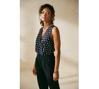 Overall LASCANA, Damen, Gr. 36, N-Gr, beige (schwarz, creme, bedruckt), Crêpe, Obermaterial: 95% Polyester, 5% Elasthan, bedruckt, figurumspielend 7/8-Länge, V-Ausschnitt, Overalls Overall, mit bedruc