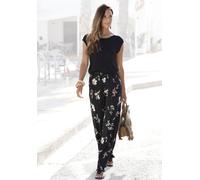 Overall LASCANA, Damen, Gr. 44, N-Gr, bunt (bedruckt), Jersey, Obermaterial: 100% Viskose, bedruckt, figurumspielend lang, Rundhals, Overalls Overall, mit weitem Bein und Taschen, lockerer Jumpsuit, s