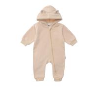 Overall LILIPUT, Mädchen, Gr. 80, EURO-Größen, beige, 80% Baumwolle, 20% Polyester, lang, ohne Ausschnitt, Overalls Overall, mit kuscheliger Kapuze (70776839-80) beige