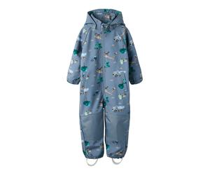 Overall NAME IT "NMMALFA08 SOFTSHELL SUIT AOP 1FO NOOS", Jungen, Gr. 80, N-Gr, flint stone, Softshell, Obermaterial: 94% Polyester, 6% Elasthan, bedruckt, regular fit knöchellang, elastischer Bund, Ov