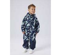 Overall NAME IT "NMMALFA08 SOFTSHELL SUIT AOP 1FO NOOS", Kinder, Gr. 92, N-Gr, blau (schwarz sapphire), Softshell, Obermaterial: 94% Polyester, 6% Elasthan, bedruckt, regular fit knöchellang, elastisc