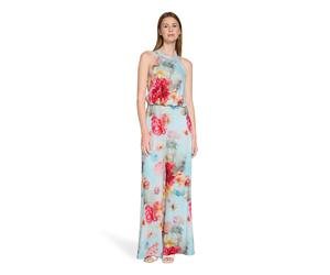 Overall VERA MONT "Damen mit Blumenprint", Damen, Gr. 40, Normalgrößen, blau, rosé, Satin, Obermaterial: 95% Polyester, 5% Elasthan. Futter: 100% Polyester, festlich, figurumspielend, amerikanischer A
