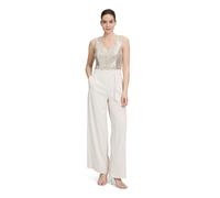 Overall VERA MONT "Damen mit Pailletten", Damen, Gr. 44, Normalgrößen, beige (bright pearl), Obermaterial: 97% Polyester, 3% Elasthan; Futter: 100% Polyester, figurumspielend, V-Ausschnitt, Overalls O