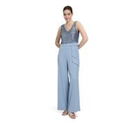 Overall VERA MONT "Damen mit Pailletten", Damen, Gr. 44, Normalgrößen, blau (light steel blau), Obermaterial: 97% Polyester, 3% Elasthan; Futter: 100% Polyester, figurumspielend, V-Ausschnitt, Overall